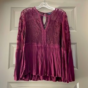 American Eagle Maroon Lace Shirt